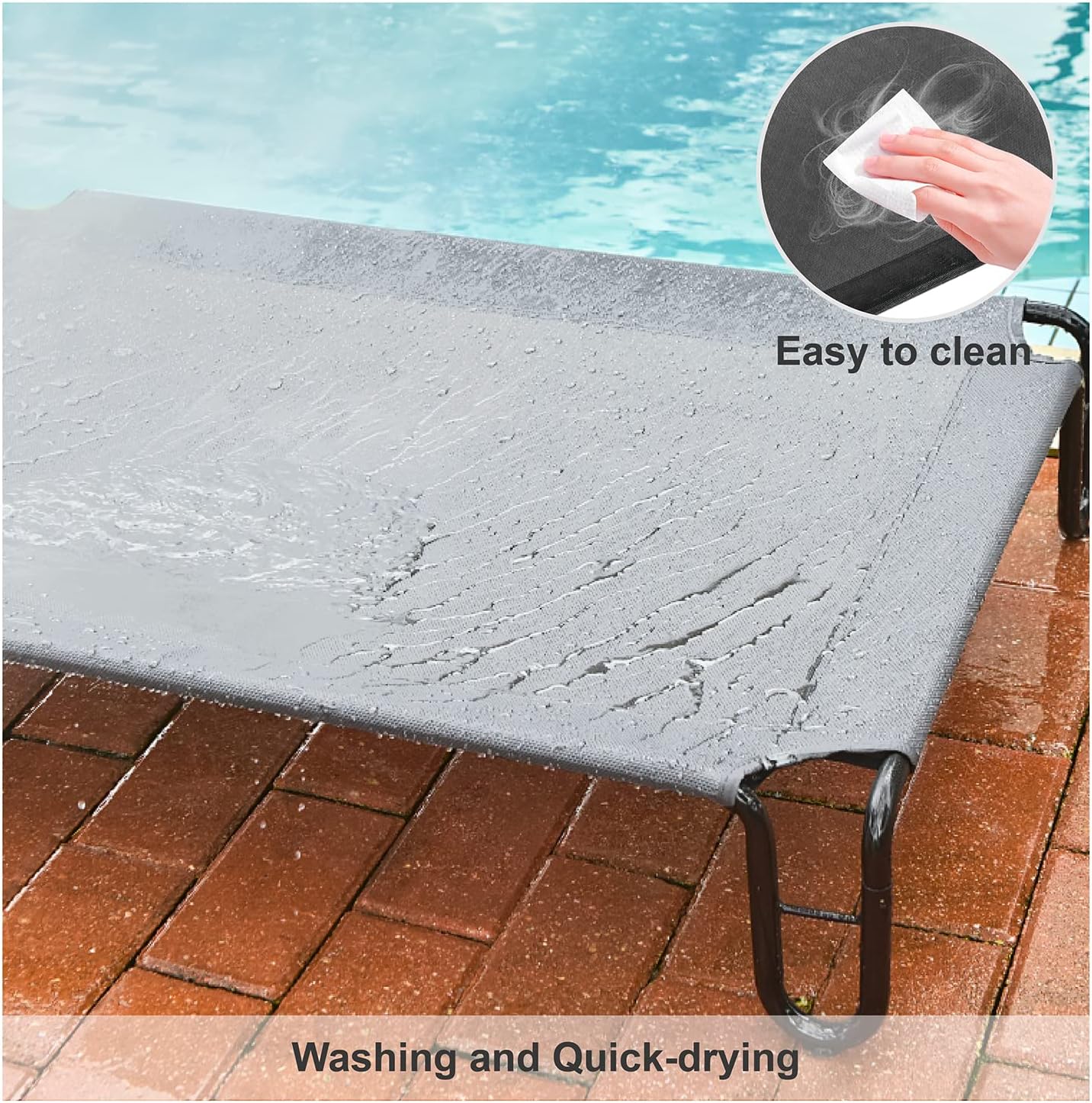 Pettycare Elevated Outdoor Dog Bed - Medium Dog Cot, Waterproof, Cooling, Non Slip, Up to 40 lbs, Grey