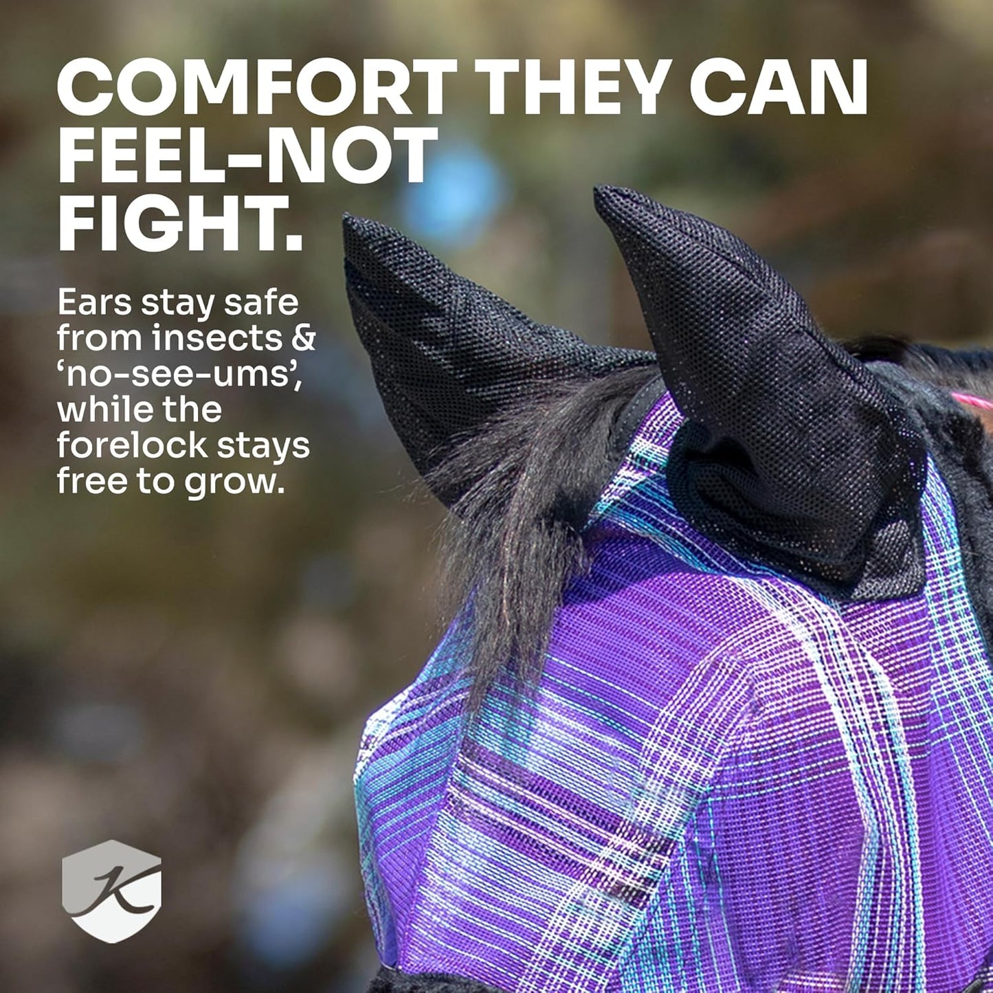 Kensington Signature Fly Mask w/Web Trim, Soft Mesh Ears & Forelock Opening Size: M-Small Horse Color: 181 - Kentucky Blue