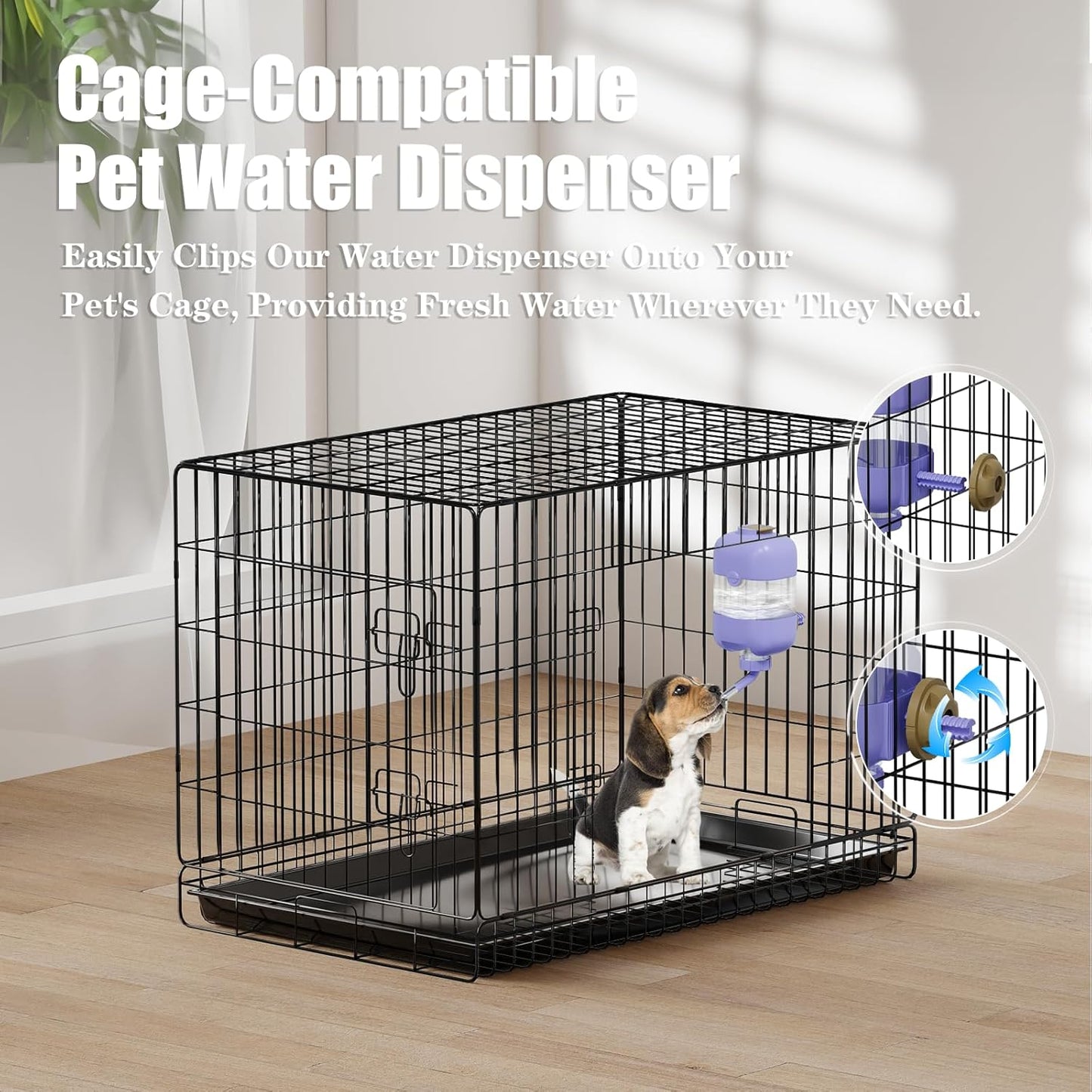 Dog Bowls with Puppy Weaning Bottles,3 in 1 Dog Bowl Set with Water Dispenser and 2 Food Grade Ceramic Bowls for Cats,Bunnies,Ferrets and Small Sized Dogs(Purple)