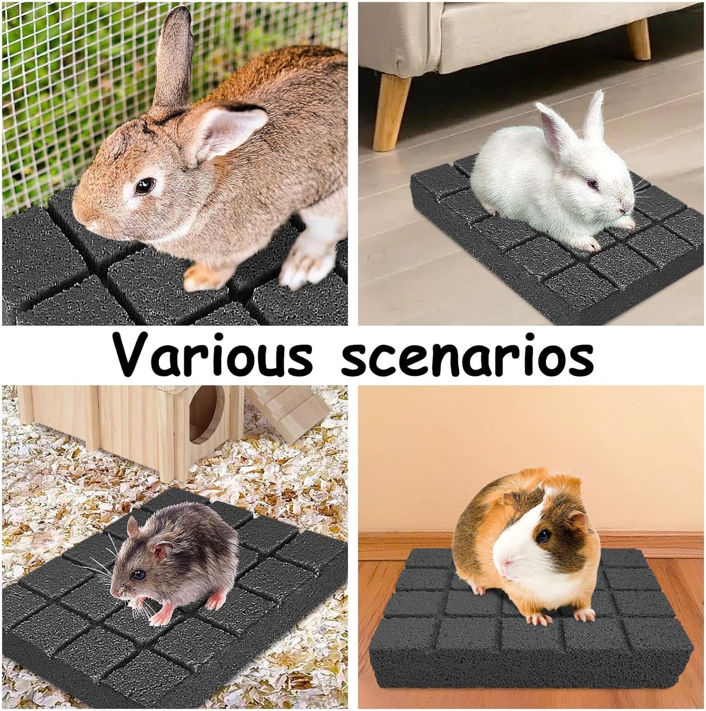 Hamiledyi 8PCS Rabbit Scratching Pads Bunny Lava Grinding Claw Pads Small Animal Foot Pads Hamster Scratch Board Chew Toys for Gerbil Chinchilla Hedgehog Guinea Pig Cage Accessories