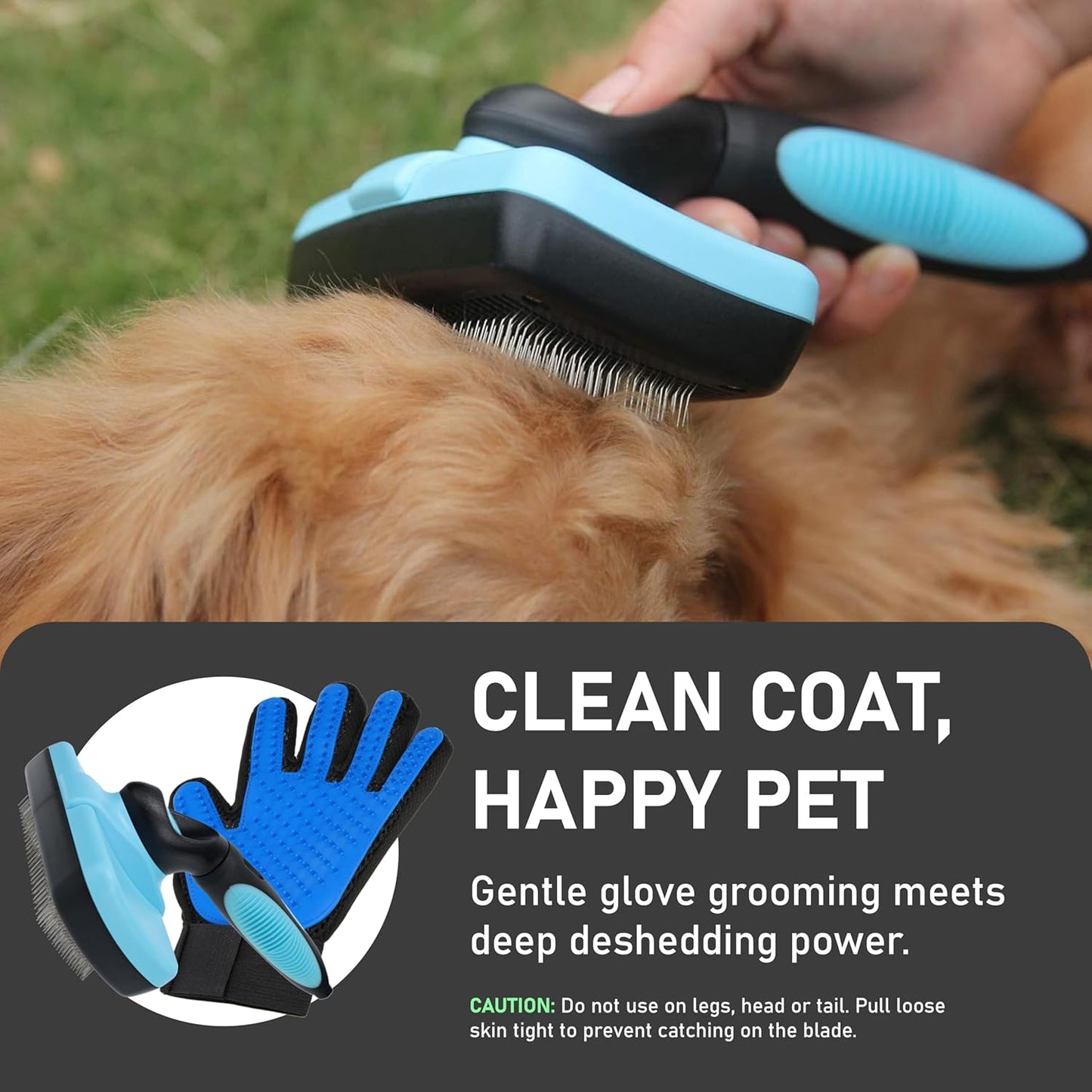 Maxpower Planet Pet Grooming Brush - Double Sided Shedding and Dematting Undercoat Rake Comb for Dogs and Cats,Extra Wide (C1 - Brush & Gloves, Large)