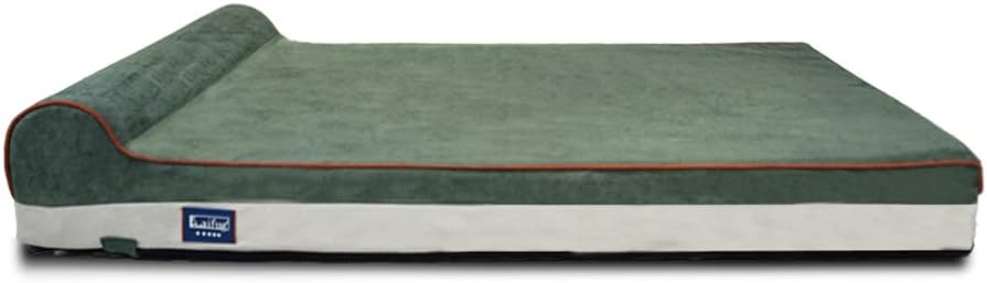 Laifug Orthopedic Memory Foam Dog Bed with Pillow and Durable Water Proof Liner & Removable Washable Cover & Smart Design Medium (34"x22"x7"), Dark Green