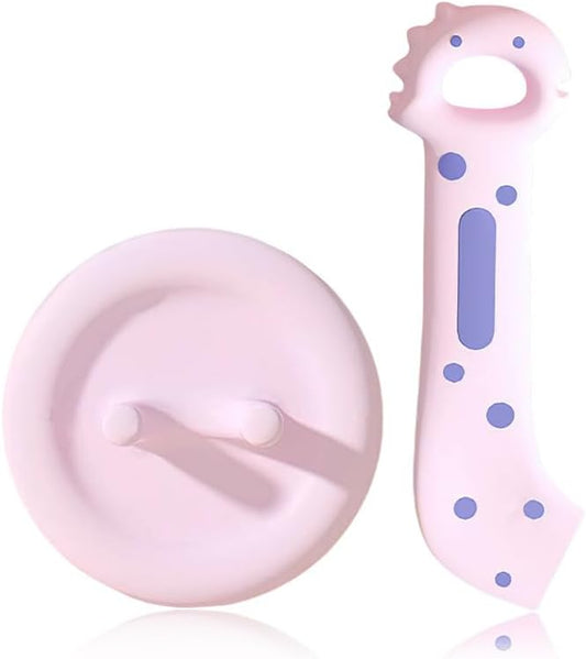 Pet Food Can Lids & Spoons Set Silicone Cover for Pet Can Food Cute Shape Cat Wet Food Spoon With One Lid and One Spoon (PURPLE)