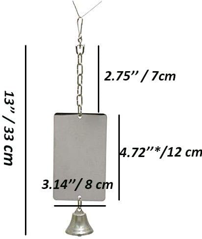 Acrylic Bird Mirror for Small Birds, Parrot Cage Toys 1PC (4.72" x 3.14") – Clear Unbreakable Hanging Mirror Cage Accessory for Parakeet, Cockatiel, Conure, Lovebirds, Budgies