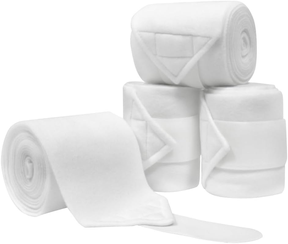 Horse Polo Leg Wraps Soft Fleece Wraps Equestrian Leg Bandage 4-Pack (Cob(8.2ft), White)