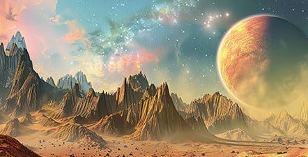 Cosmic Aquarium Background,Cool Galaxy Parallel Space Themed Fish Tank Background, Tropical Desert Terrarium Background 30X12IN with 8 EVA Double-Sided Tape