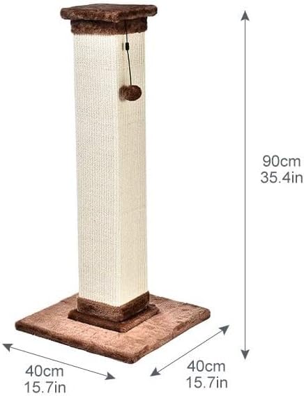 Amazon Basics Cat Scratcher - Indoor Classic Single Cat & Kittens Scratching Post with Sisal Rope, Jute Fiber, Large (35.4"H) - Brown