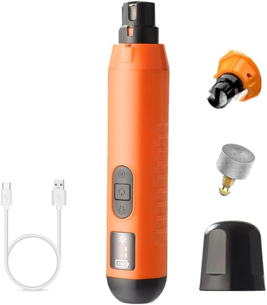 Dog Nail Grinder 5-Speed Upgrade - Professional Rechargeable pet Nail Trimmer with 2 LED Lights Ultra Quiet and Low Vibration Providing Painless Beauty for Large Medium and Small Dogs and Cats
