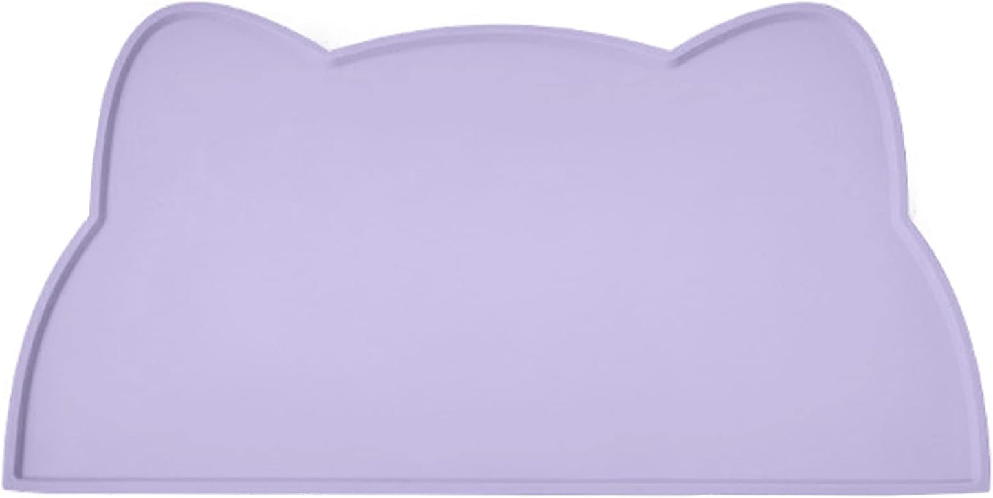 Cat Food Mat, Silicone Pet Feeding Mat for Floor Non-Slip Waterproof Dog Water Bowl Tray Cushion (17" x 10", Periwinkle Blue)