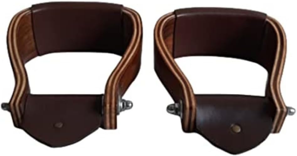 Wooden Wide Western Leather Covered Stirrups, Wooden Bell Saddle Stirrups