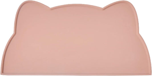 Cat Food Mat, Silicone Pet Feeding Mat for Floor Non-Slip Waterproof Dog Water Bowl Tray Cushion (17" x 10", Tea Rose)