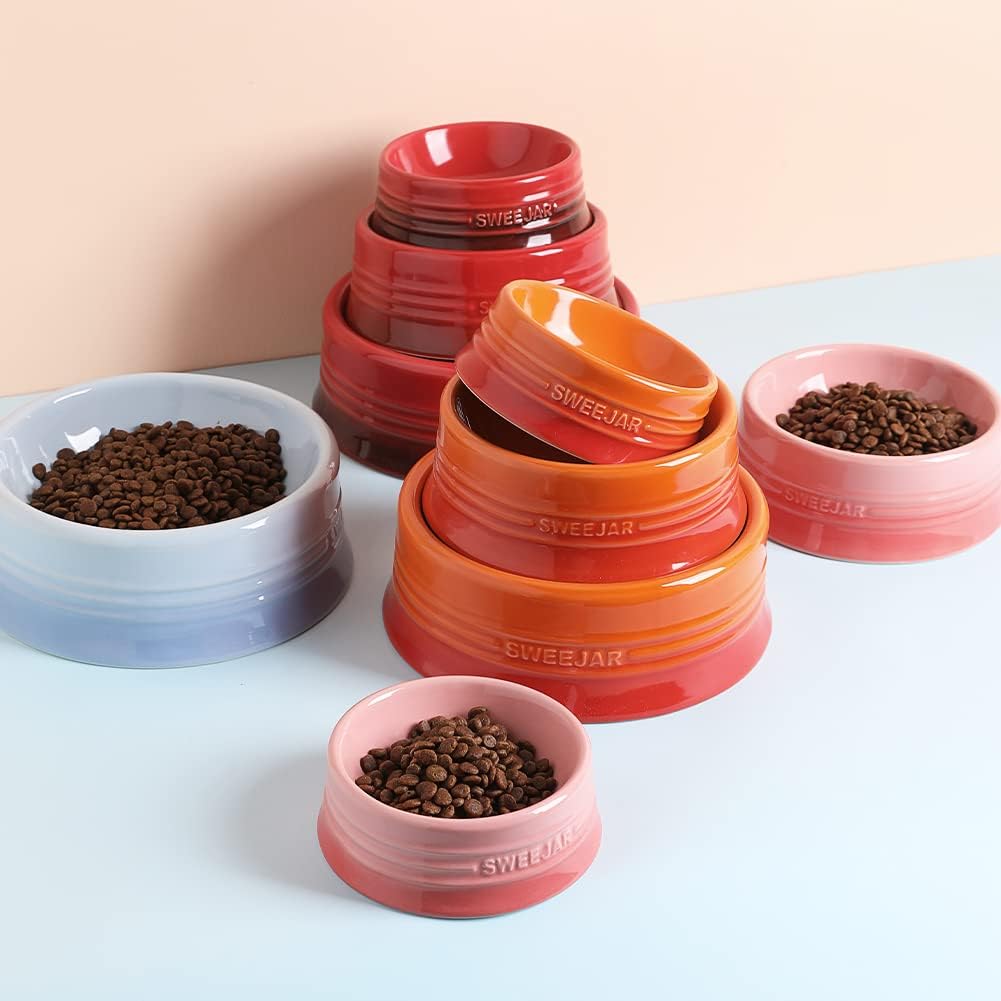 Sweejar Ceramic Dog Bowl, 32 oz, Gradient Pink, Porcelain Pet Dish for Food and Water, Non Skidding, Easy to Clean, Durable, Dishwasher Safe, Minimalist Design