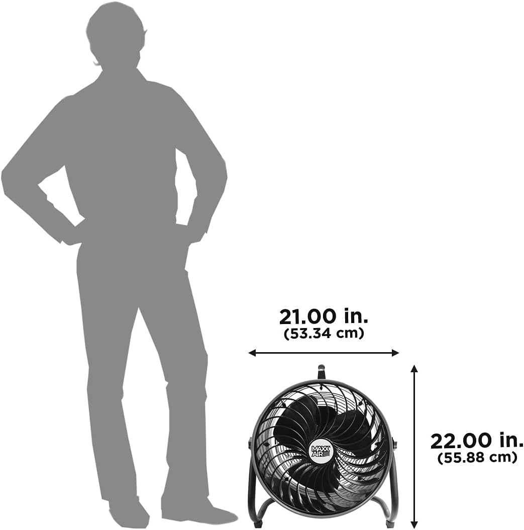 Maxx Air 16" High Velocity Turbo Fan with Pivoting Head - Efficient Air Circulation, High-Velocity Drum Fan Ideal for Home, Garage, or Workshop Use, Durable Construction, Easy Assembly