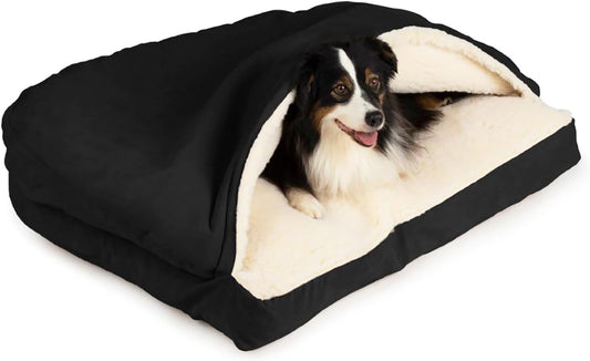 Snoozer Pet Products Luxury Rectangle Cozy Cave Dog Bed with Microsuede, Large, Black