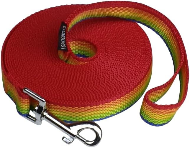 Dog/Puppy Obedience Recall Training Agility Lead -15ft 20ft 30ft 40ft 50ft Training Leash - Great for Play, Camping, or Backyard - Rainbow 15ft