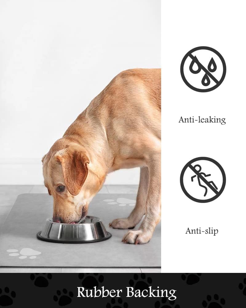 Pet Feeding Mat-Absorbent Dog Mat for Food and Water Bowl-No Stains Quick Dry Water Dispenser Mat-Dog Accessories Pet Supplies-Bowl for Messy Drinkers（LIGHTGREY,23"x34"