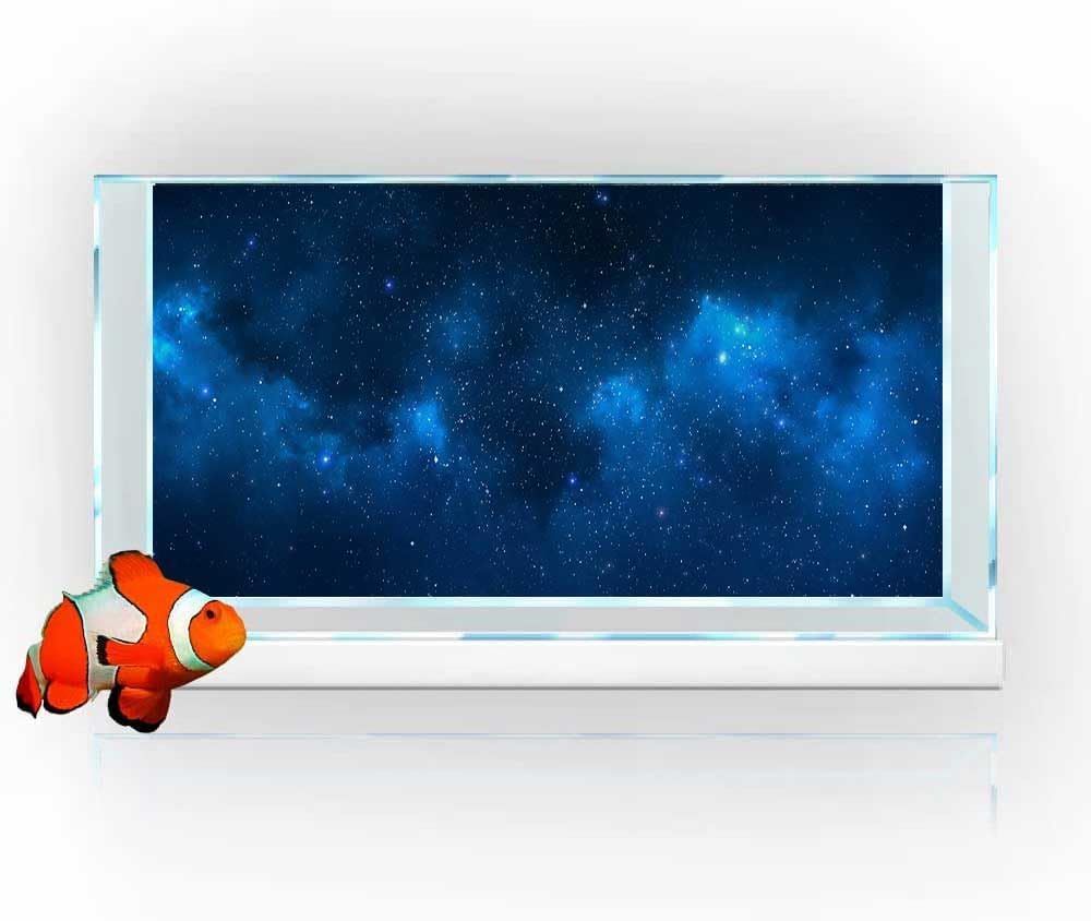 72X16IN Starry Aquarium Background, Art Starry Fish Tank Decorations Background, with 8 EVA Double-Sided Tape