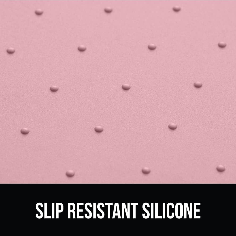 GORILLA GRIP 100% Waterproof Raised Edge BPA Free Silicone Pet Feeding Mat, Dog Cat Food Mats Contain Spills Protects Floors, Placemats for Cats and Dogs Water Bowl, Pets Accessories 28x18 Pink