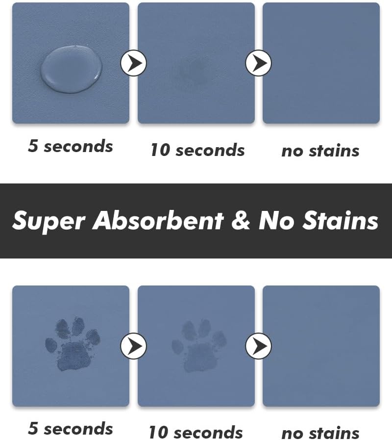 Absorbent Dog Food Mat-Dog Cat Mat for Food and Water Bowl, Quick Dry Pet Food Mat, No Stains Pet Feeding Pad, Cat Accessories Pet Supplies-Water Bowl Mat for Messy Drinkers