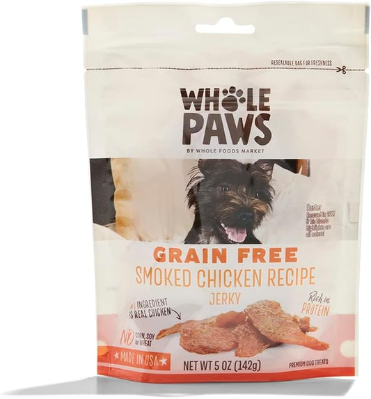 Whole Paws, Grain-Free Jerky Dog Treats, Smoked Chicken Recipe, 5 Ounce