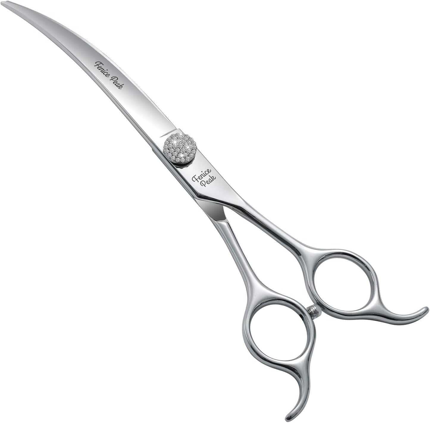 Fenice Peak 6.5‘’ Extra Curved Dog Grooming Scissors with Jewelled Screw 440C Stainless Steel Pet Grooming Bending Scissors with Symmetrical Handle for Professional Groomer and Home User