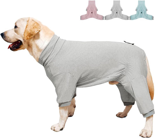Dog Pyjamas PJS Sweater Clothes and Home Clothing Suitable for Medium to Large Breeds of Dogs, Dog Neutering Suits, Extra-Large Stretch Fabric, Four-Legged Clothes (Thin Gray, 3XL)