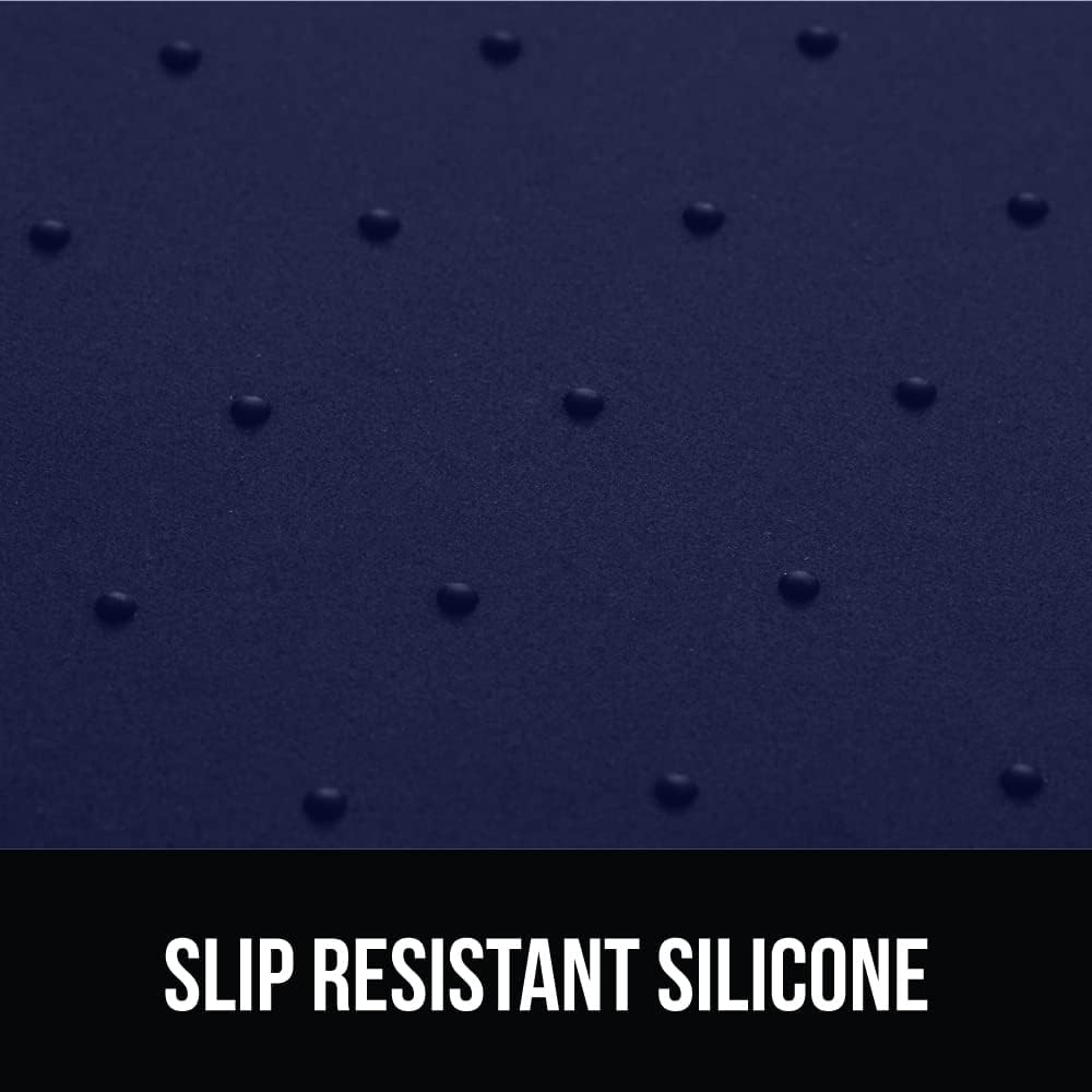 GORILLA GRIP 100% Waterproof Raised Edge BPA Free Silicone Pet Feeding Mat, Dog Cat Food Mats Contain Spills Protects Floors, Placemats for Cats and Dogs Water Bowl, Pets Accessories 18.5x11.5 Navy