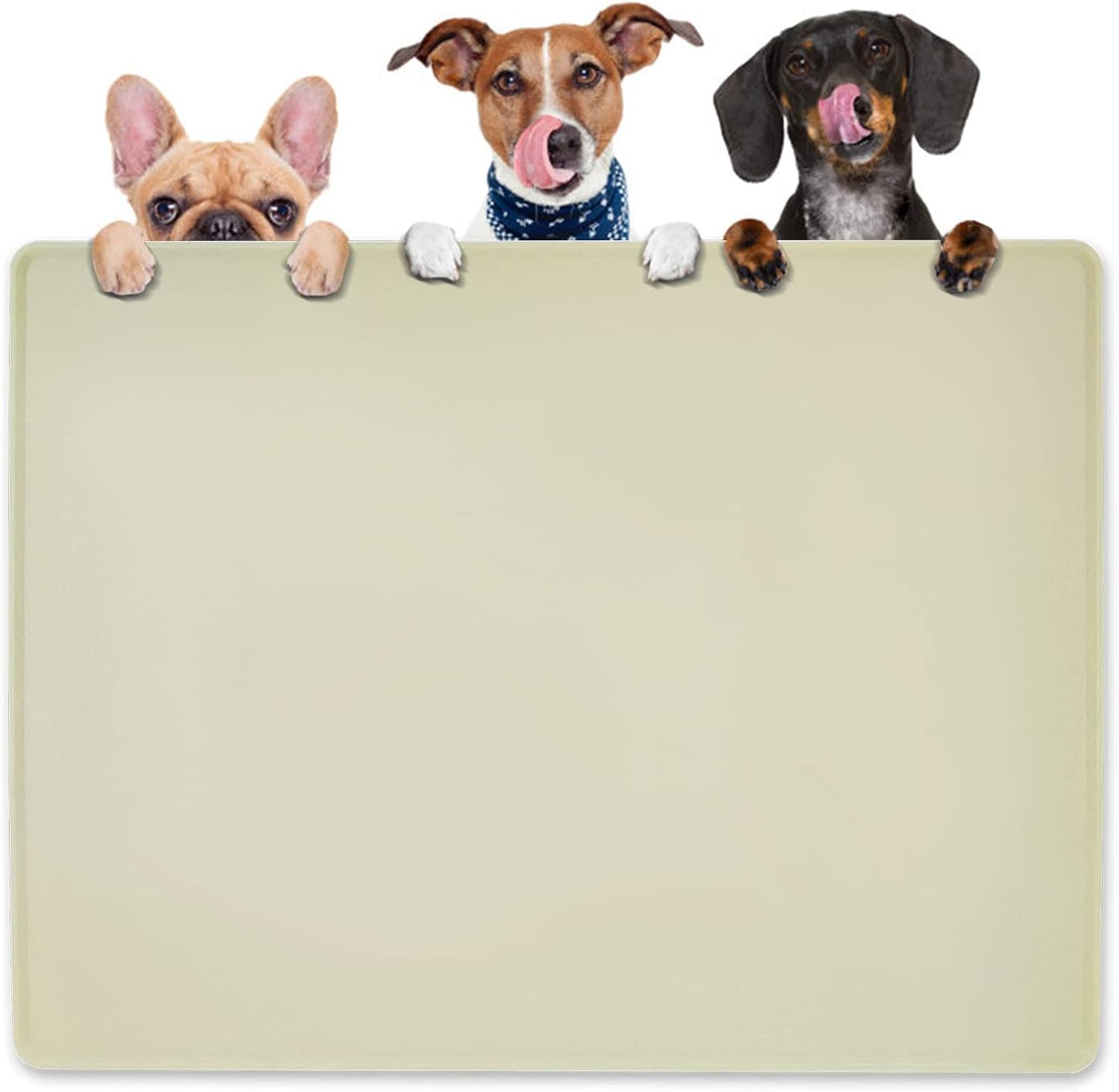 KVK Dog Water Mat 39.4 by 29.5in Extra Large - Silicone Mat for Dog Bowls Waterproof Non Slip - XL Pet Mat for Food and Water Protect Floors - Beige