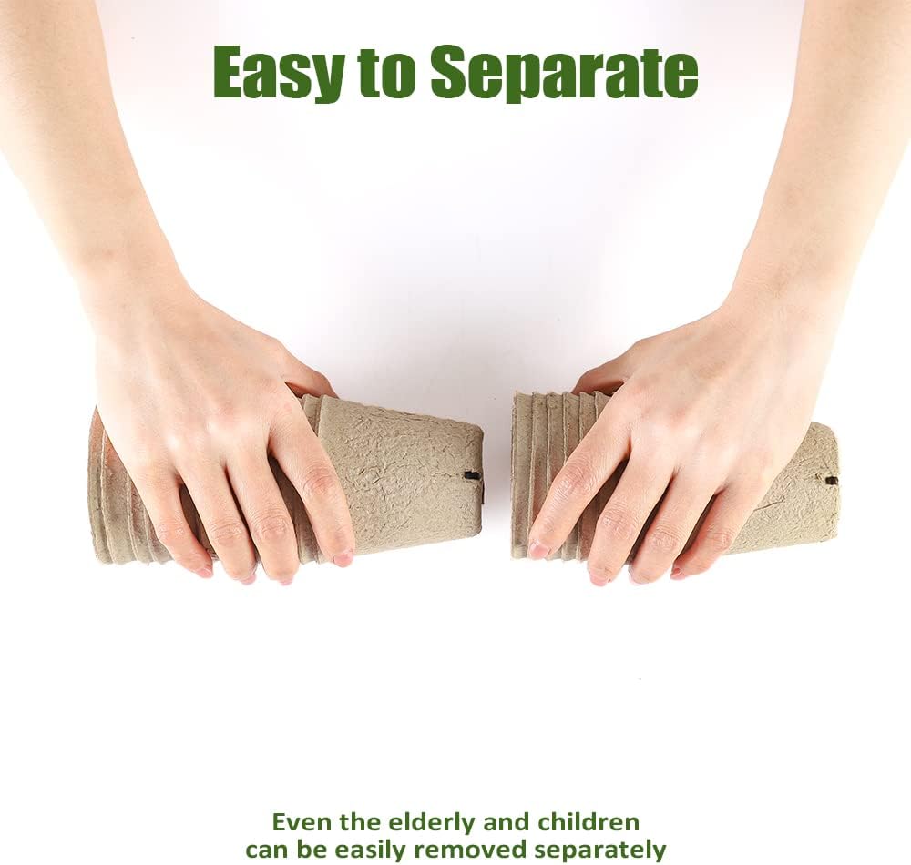 Peat Pot, 126 Packs 3.15 Inch Seed Starting Pots with Drainage Holes Round Nursery Pot, Biodegradable Round Plant Seed Starter Peat Pots Germination Seedling Trays