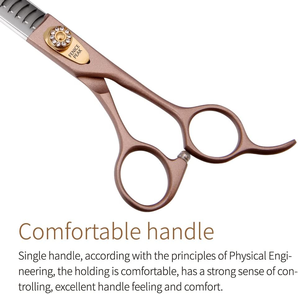 Fenice Peak Thinning Shears for Dogs and Cats Rose Gold Pet Grooming Scissors Chunkers Shears 440C Stainless Steel Professional Dog Trimming Scissors 8''