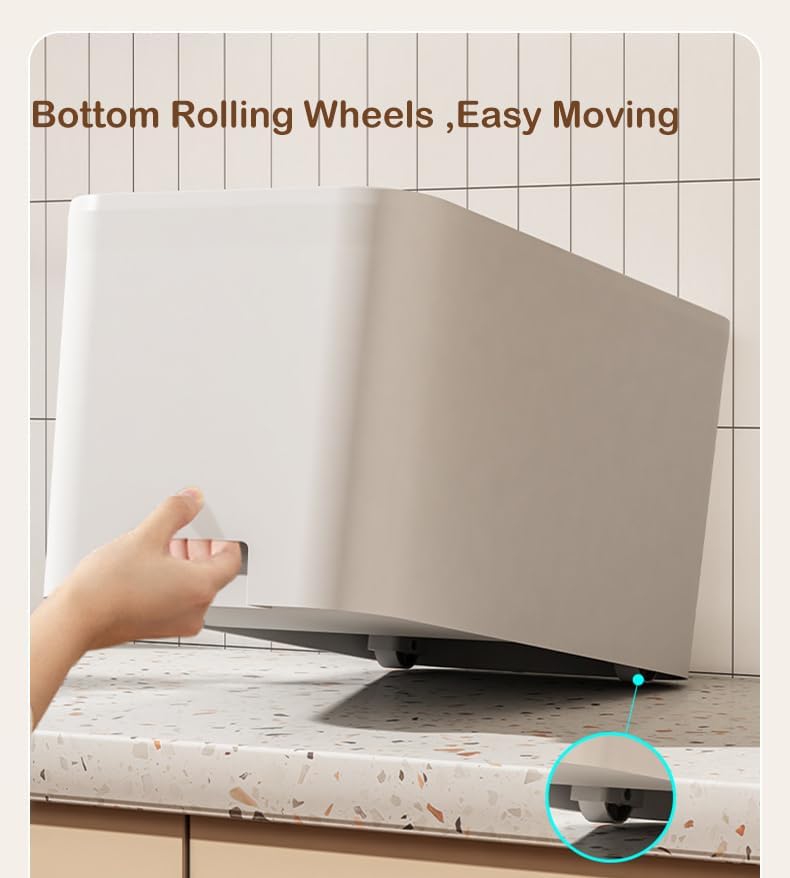 10Lbs Dog Food Storage Container,Pet Food Container with Rolling Wheels & Sliding Lid,BPA Free Plastic Storage Bin For Dog Food Kibble with Measuaring Cups-Rodent proof