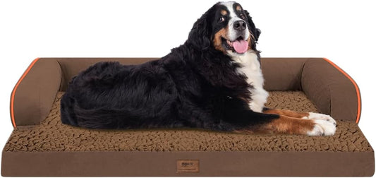 Large Dog Bed Orthopedic Washable - Extra Large XXXLarge Dogs, Orthopedic Coffee Jumbo Dog Bed with Waterproof Cover and Removable Egg Foam, Couch Bed Bolster