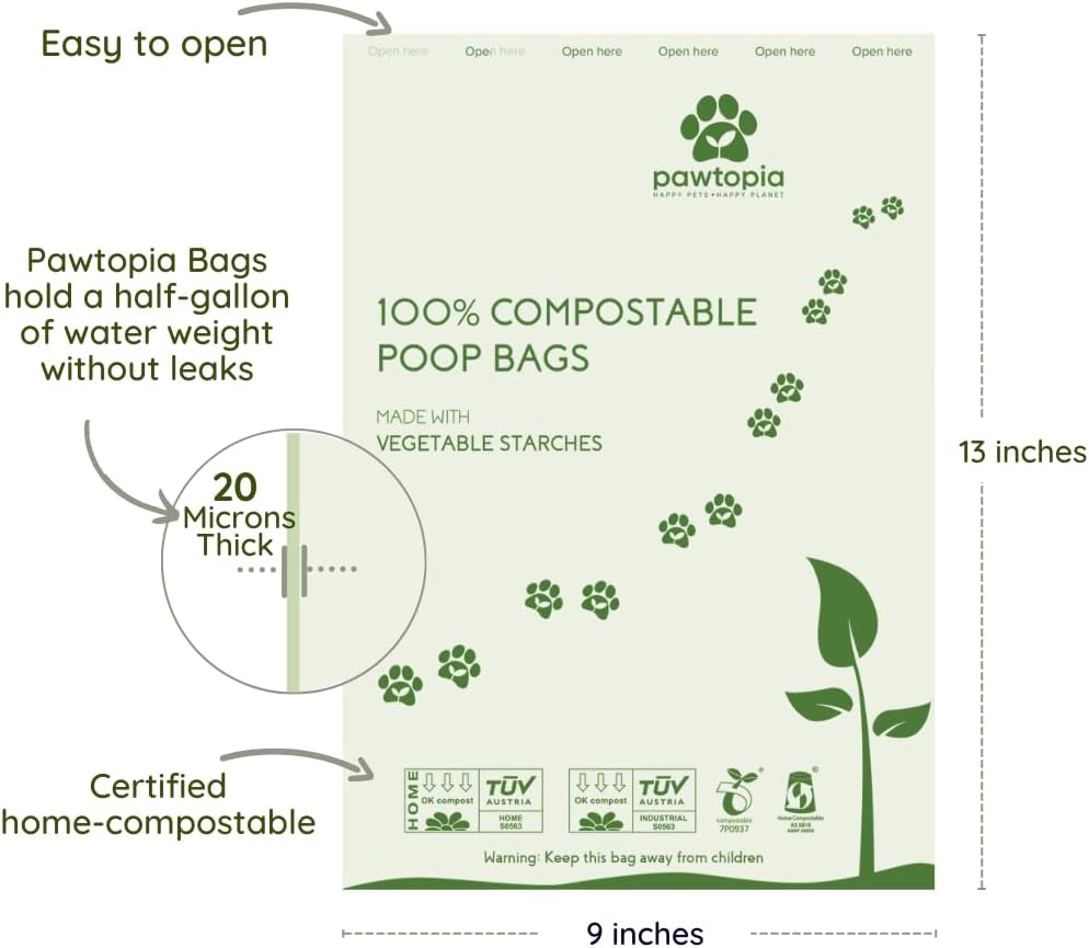 Pawtria Bundle Product of 120 Pet Waste Bags and 1 Canvas Dispenser (Pink), Vegetable Starches, Eco-friendly Dog Waste Bags, Leak proof, Easy to Open, Give Back, Fabric poop bag holder…