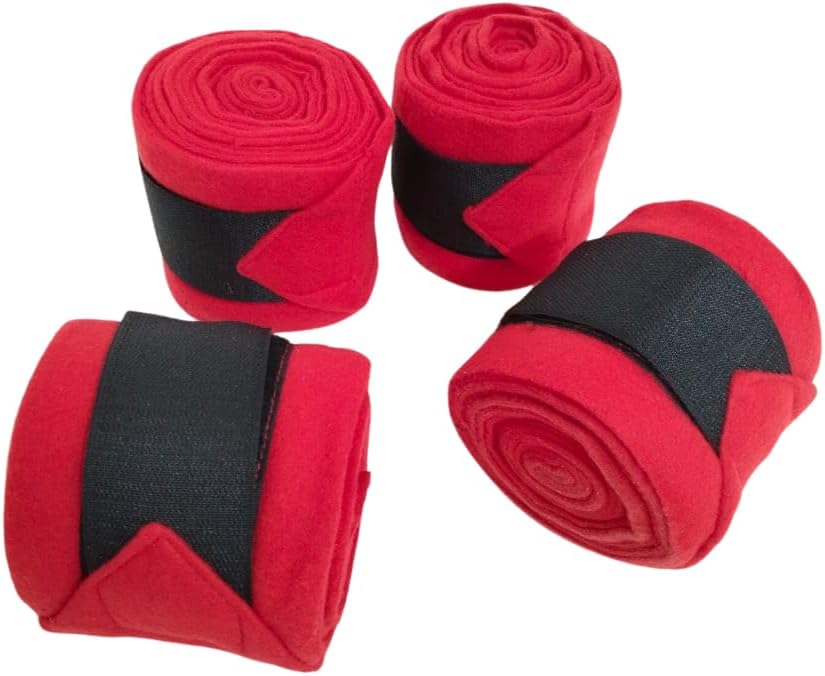 Horse Leg Bandage/Horse Leg wrap (Set of 4) Red, Blue, Navy Blue, and Black (RED)