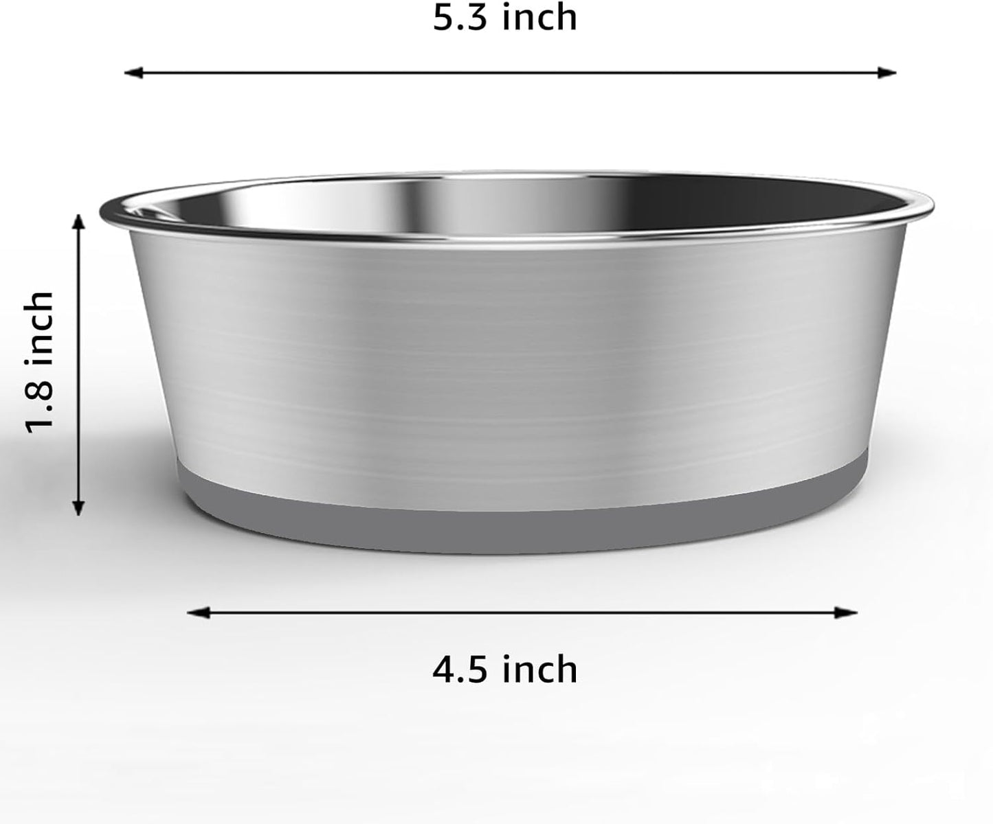 YINGFAN Stainless Steel Dog Bowls, 2 Pack Metal Dog Bowls with Non-Slip Rubber Base, Durable Food and Water Bowl for Small, Puppy Dogs, Holds 2 Cups, BPA-Free, Dishwasher Safe (Gray)