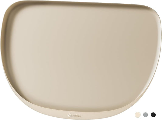 DownyPaws Dog Food Mats for Floors Waterproof, BPA Free Silcone Dog Bowl Mat, Non-Slip Pet Feeding Mat with High Raised Edge, Cat Placemat for Messy Drinkers, 24"×17", Almond