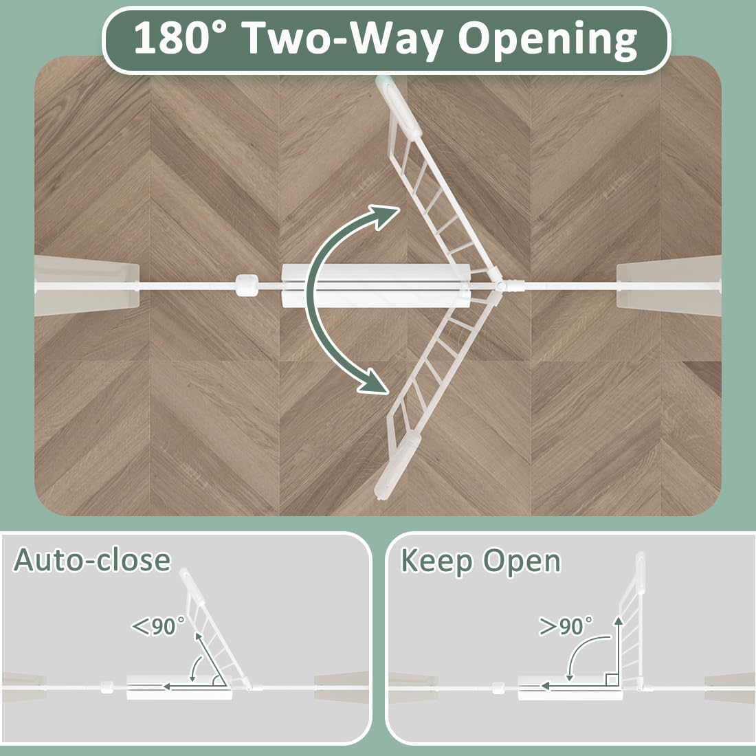 TSAYAWA Extra Wide Baby Safety Gate 29.6-33.8Inch Auto Close Child Gates, Pressure Mounted Gate for Stairs & Doorways, Indoor/Outdoor Heavy-Duty Pet Gate for Toddlers, Dogs, White