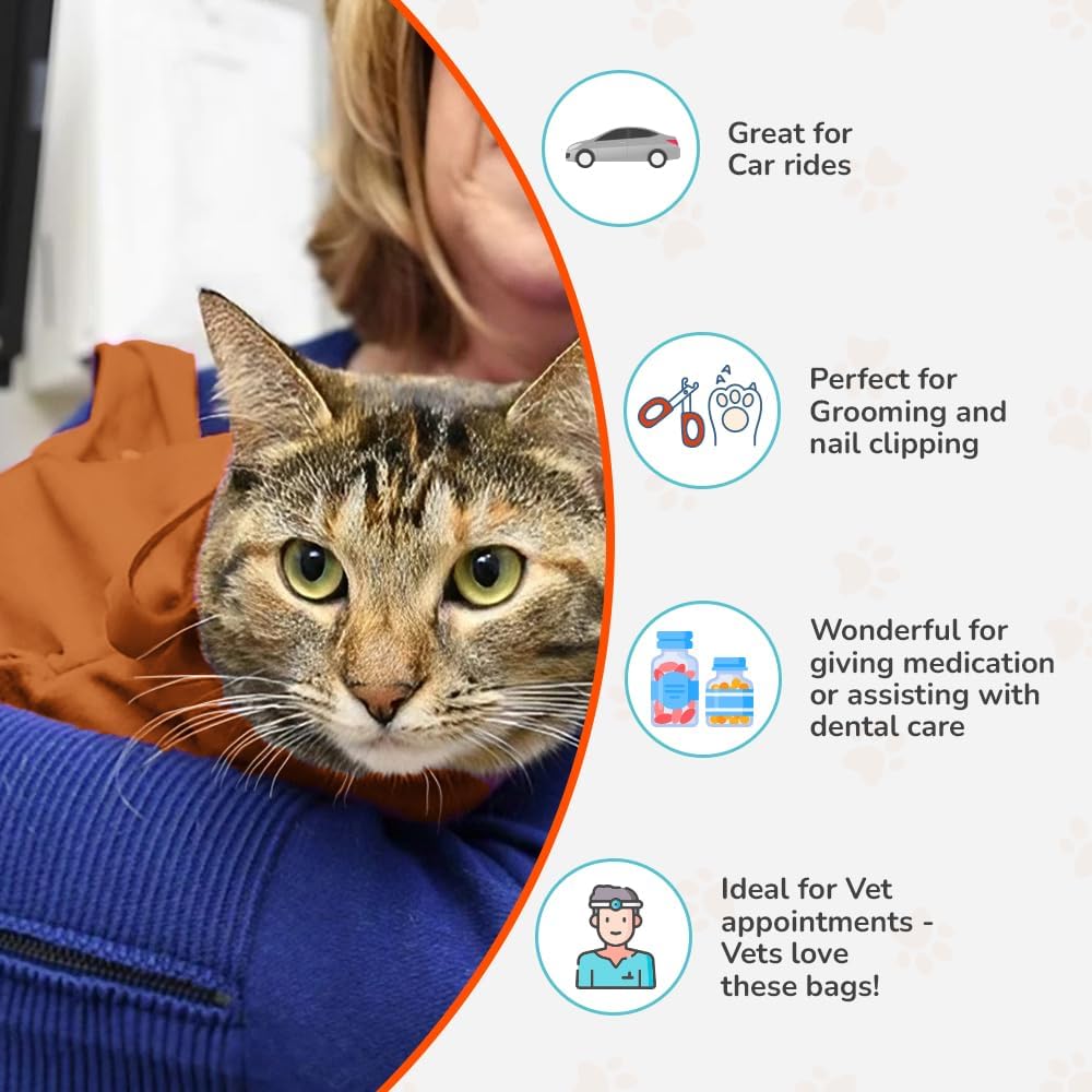 Cozy Comfort Carrier - Small Caramel Pet Carrier for Cat and Cat Restraint for Medication Administration, Nail Clipping, Travel, Vet Visits, and Dental Care