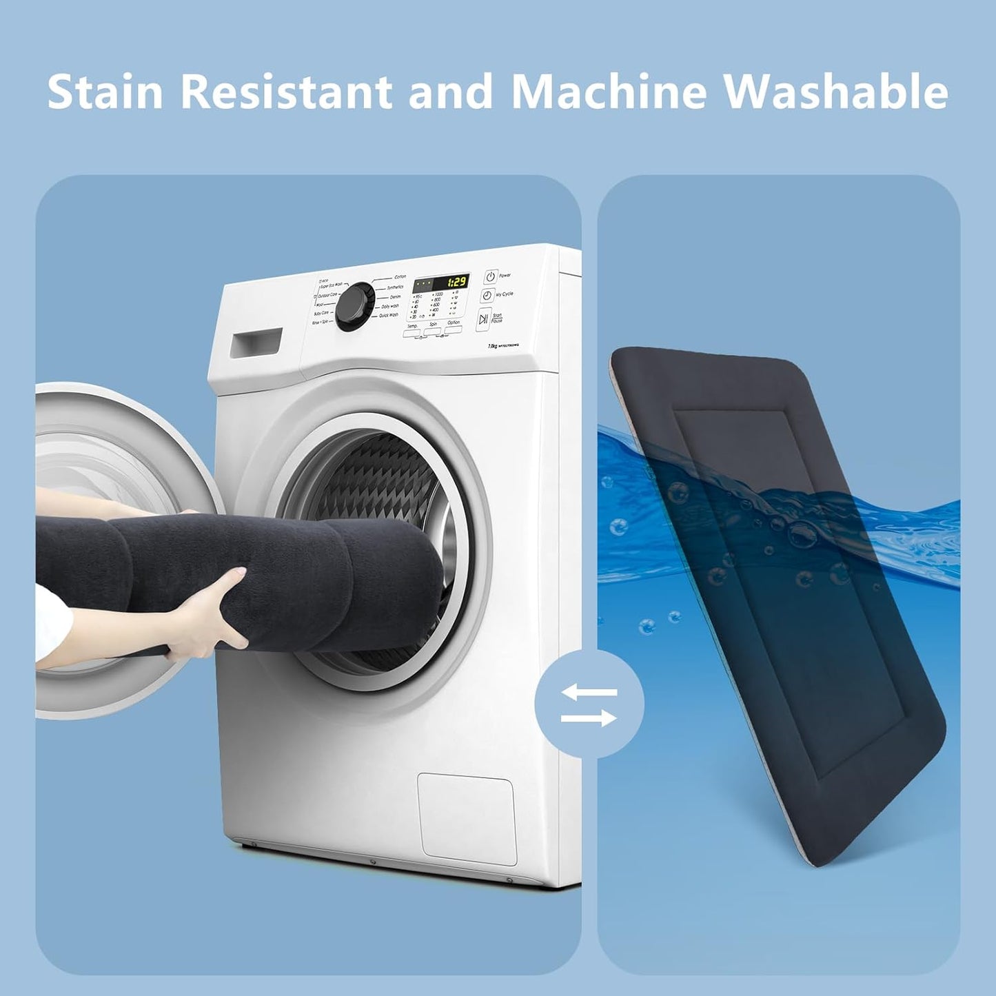 Magic Dog Bed - Soft Crate Pad Mat for Medium/Large Dogs, 36 Inch Machine Washable Kennel Pad with Non-Slip Bottom, Dark Gray