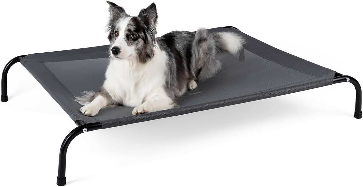 Cooling Elevated Dog Bed for Extra Large Dogs with Non-Slip Floor Protectors & Breathable Mesh, XL Raised Indoor & Outdoor Dog Cot Hammock, 54" L x 35.5" W x 8" Th, X-Large, Grey