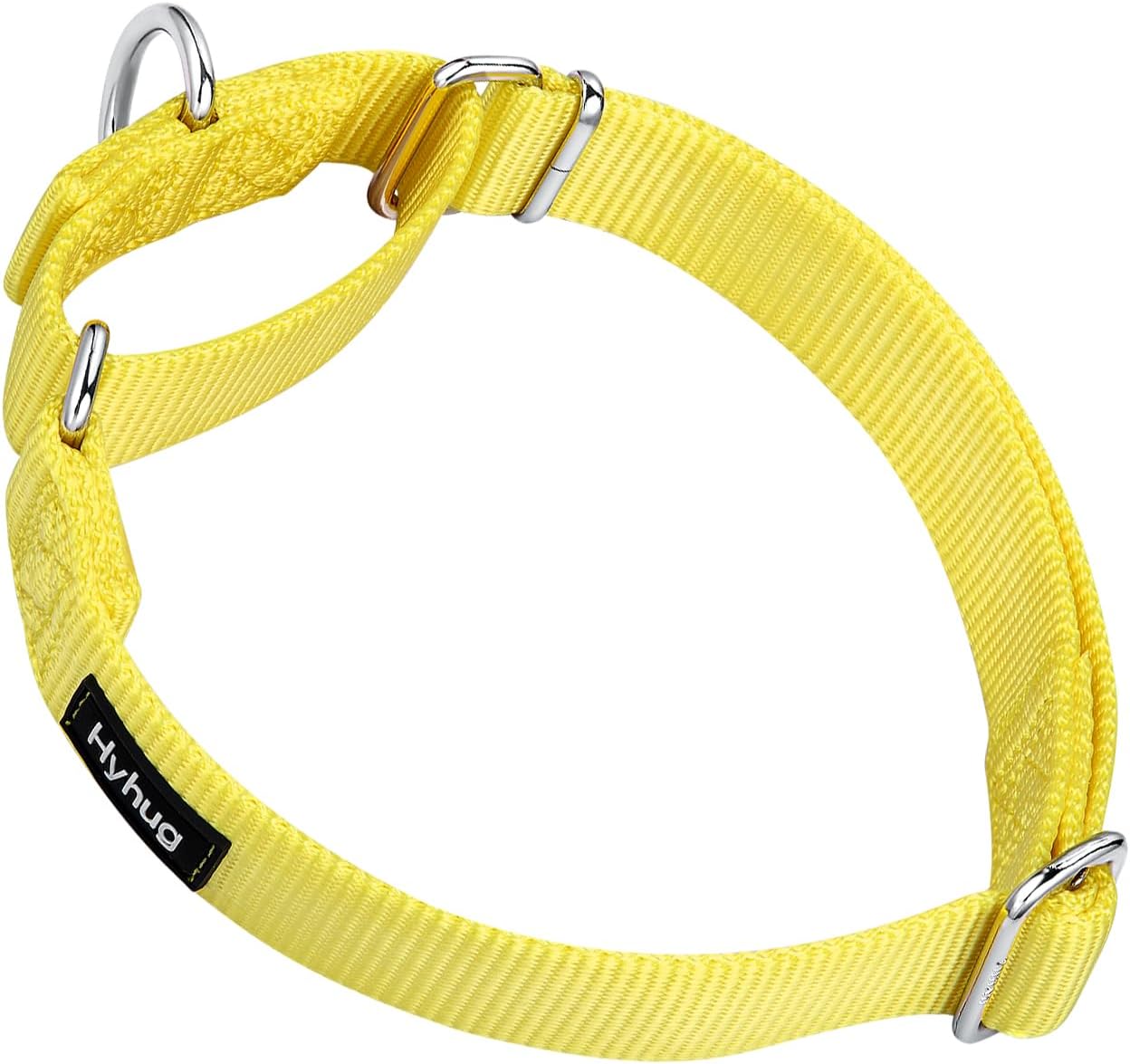 Hyhug Pets Premium Upgraded Heavy Duty Nylon Anti-Escape Pup Martingale Collar for Boy and Girl Dogs Comfy and Safe - Professional Training, Daily Use Walking. (Small, Illuminating Yellow)