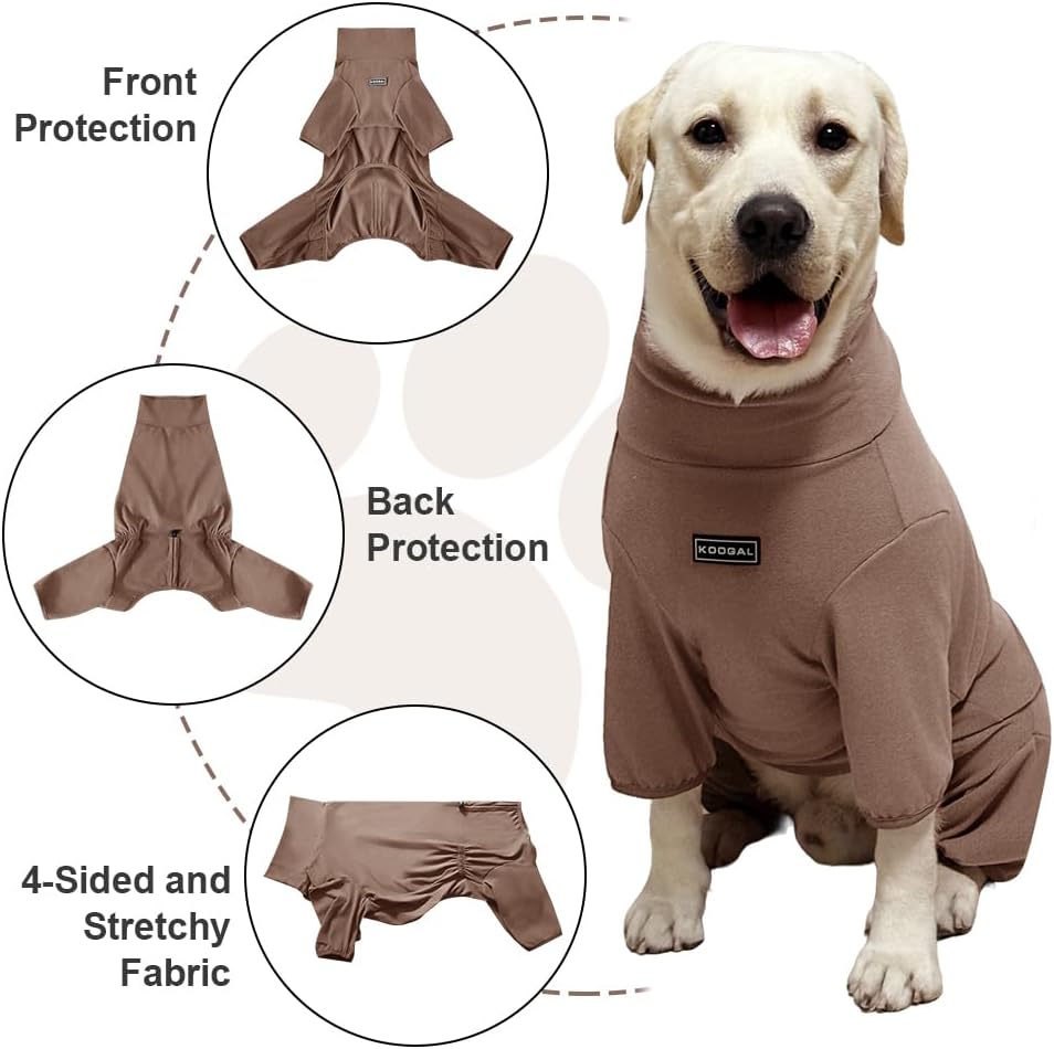 Dog Pyjamas PJS Sweater Clothing and Home Clothing Suitable for Medium to Large Breeds of Dogs, Dog Neutering Suits, Extra-Large Stretch Fabric, Four-Legged Clothe(Thickened Coffee, 3XL)