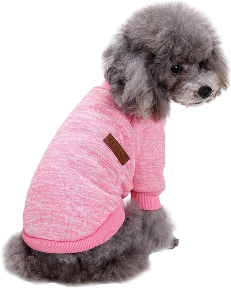 Jecikelon Dog Clothes Dogs Sweater Soft Puppies Clothing Winter Puppy Sweaters Warm Outfit for Dogs Small XXS XS Cat Apparel (X-Large, Pink)