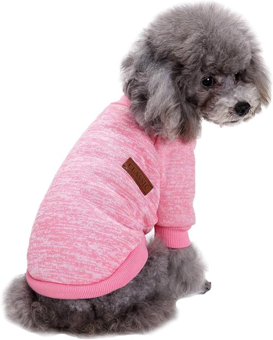 Jecikelon Dog Clothes Dogs Sweater Soft Puppies Clothing Winter Puppy Sweaters Warm Outfit for Dogs Small XXS XS Cat Apparel (Pink, L)