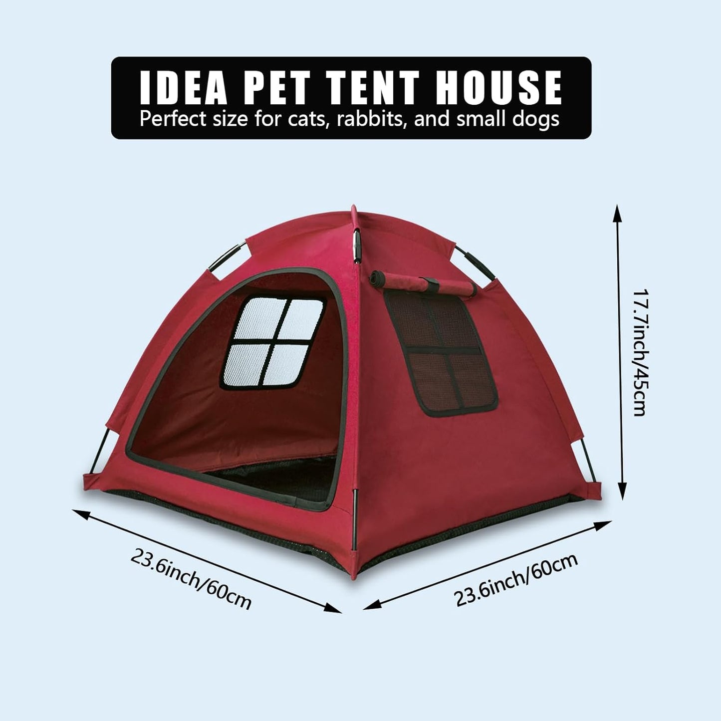 Red Cat Tent House、Cat's Nest, Portable Indoor/Outdoor Pet Tent House for Cats, Puppies and Other Small Animals