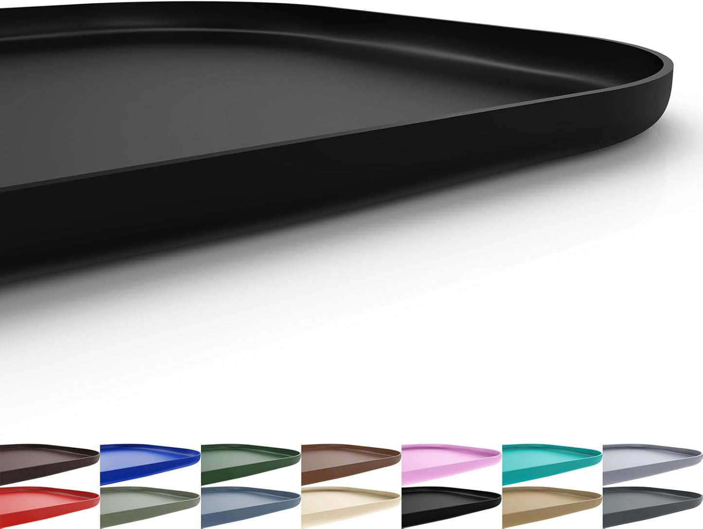 Silicone Pet Feeding Mat with Raised Edge for Food and Water, Dog Bowl Mats, Cat Bowls Placemat with High Lip for Floor Waterproof, Rubber Tray for Cats and Dogs 19 x 12 x0.7 Black