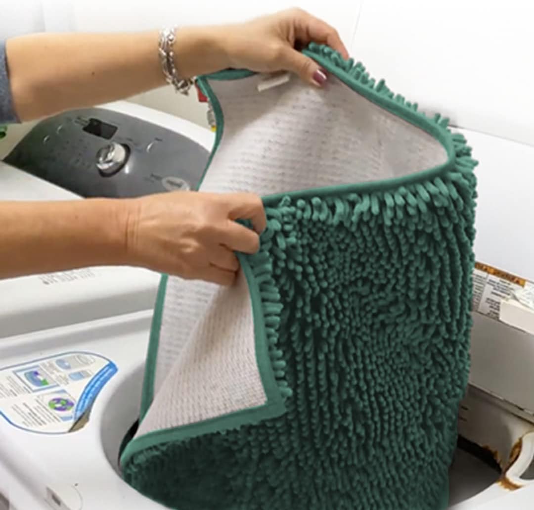 Muddy Mat® AS-SEEN-ON-TV Highly Absorbent Microfiber Door Mat and Pet Rug, Non Slip Thick Washable Area and Bath Mat Soft Chenille for Kitchen Bedroom Indoor and Outdoor - Seafoam Green 24" x 96"