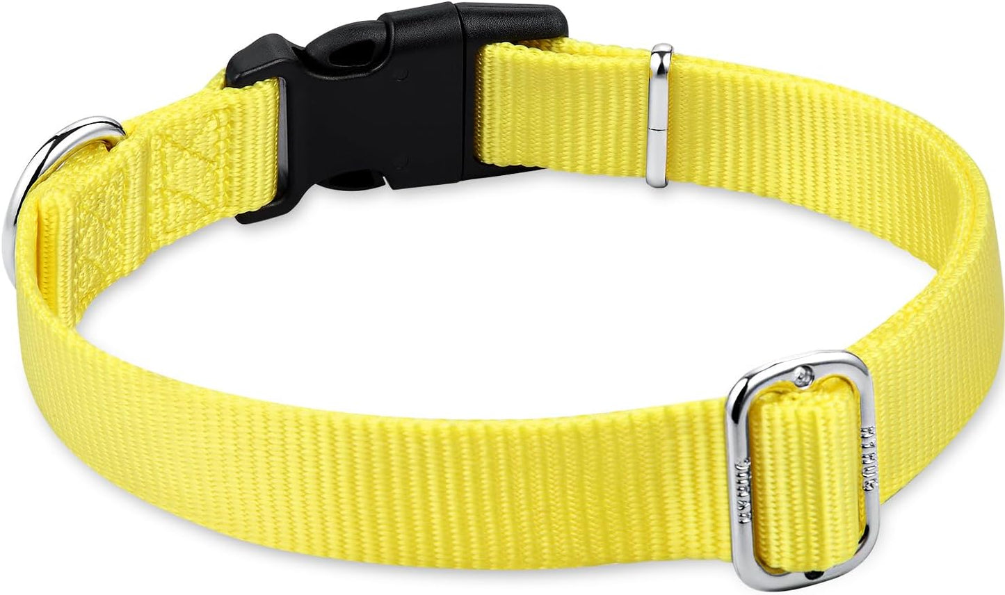 Hyhug Pets Solid Color Classic Regular Heavy Duty Basic Collar for Medium Breed Dogs Daily Use Walking,Jogging,Professional Training. (Medium, Illuminating Yellow)