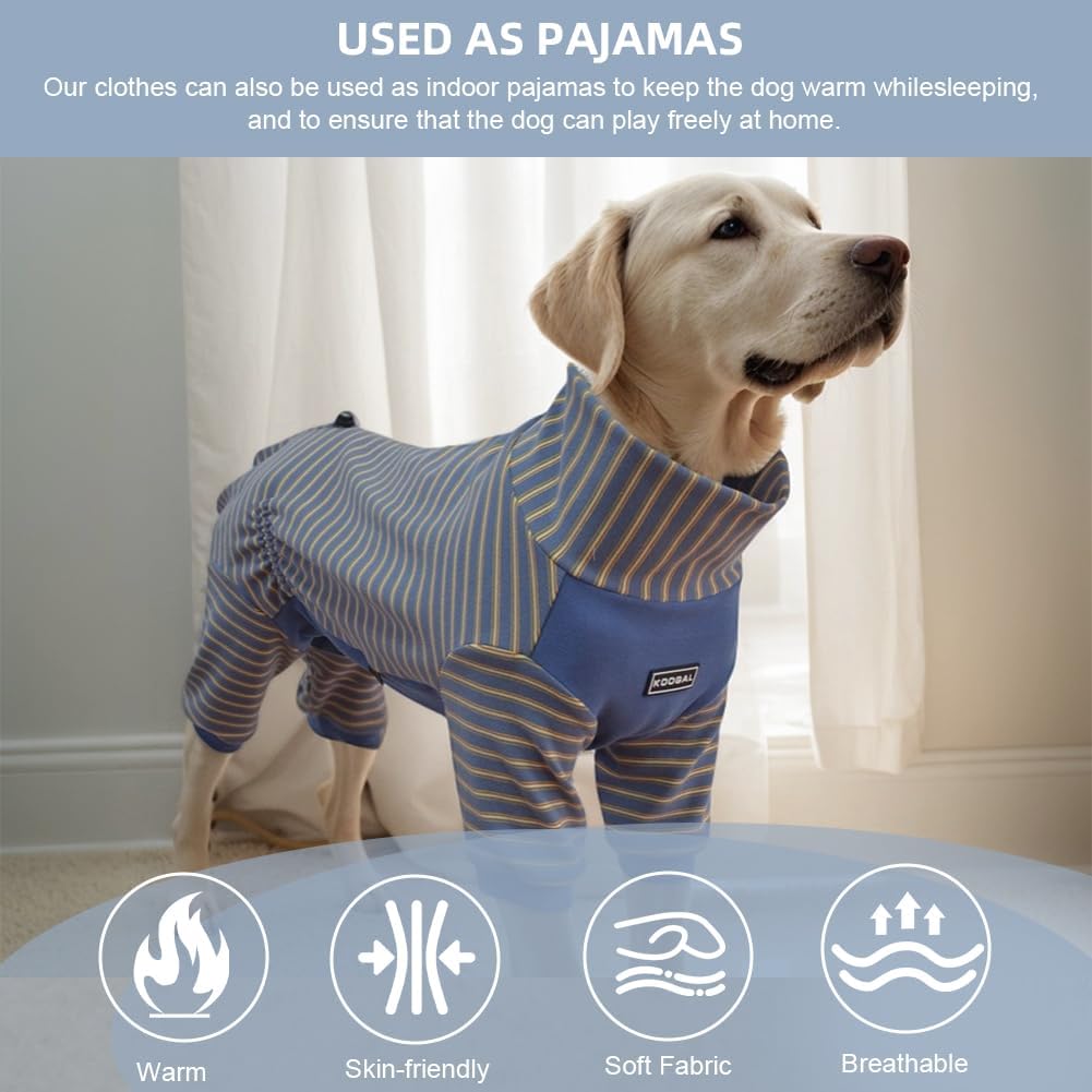 Dog Pyjamas PJS Sweater Clothes and Home Clothing Suitable for Medium to Large Breeds of Dogs, Dog Neutering Suits, Extra-Large Stretch Fabric, Four-Legged (Thickened Blue Stripes, 5XL)
