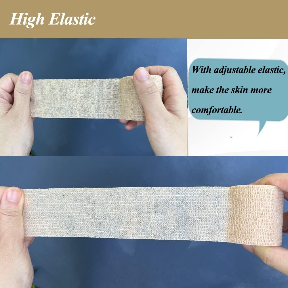 Self Adhesive Bandage Wrap,2 Inch White Elastic Cohesive Bandages, Vet Wrap for Dogs,Tattoo Grip Sports Breathable Tape Bulk for First Aid, Wrist Sprains Protection